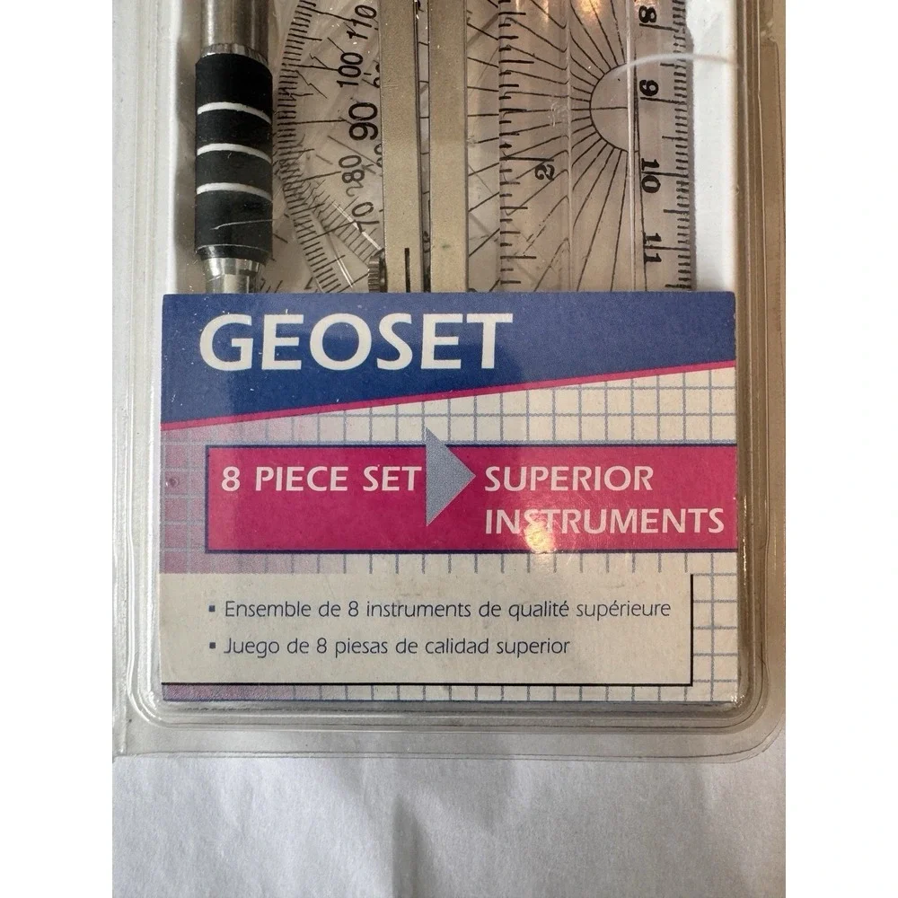 NEW 8 PIECE STAEDTLER GEOMETRY SET INCLUDES PROTRACTOR, COMPASS, RULER & OTHERS‎